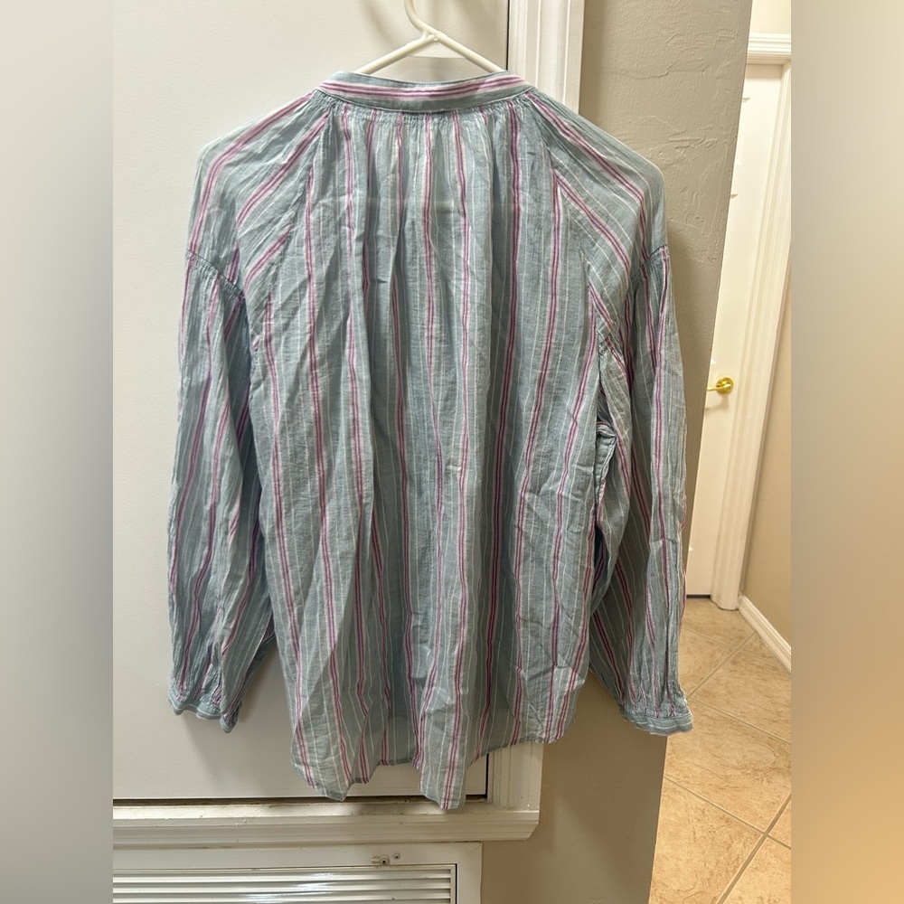 Rails Striped Button-Up Blouse - White and Pink - Picture 4 of 7